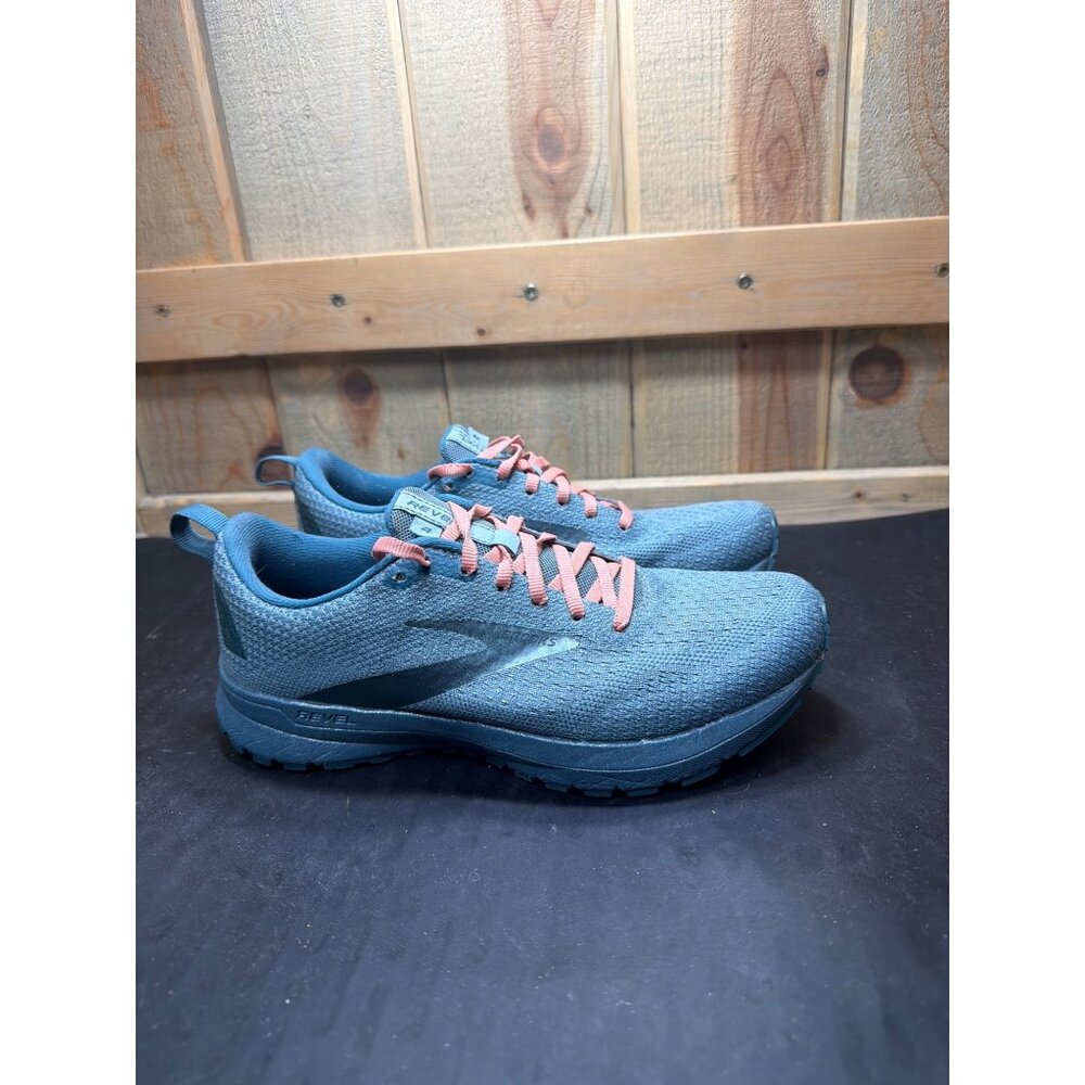Brooks Revel 4 Womens Running Shoes Size 7 Blue With Pink Laces